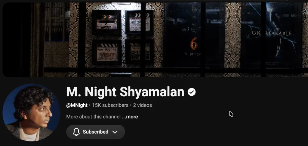 M. Night Shyamalan's YouTube Channel
